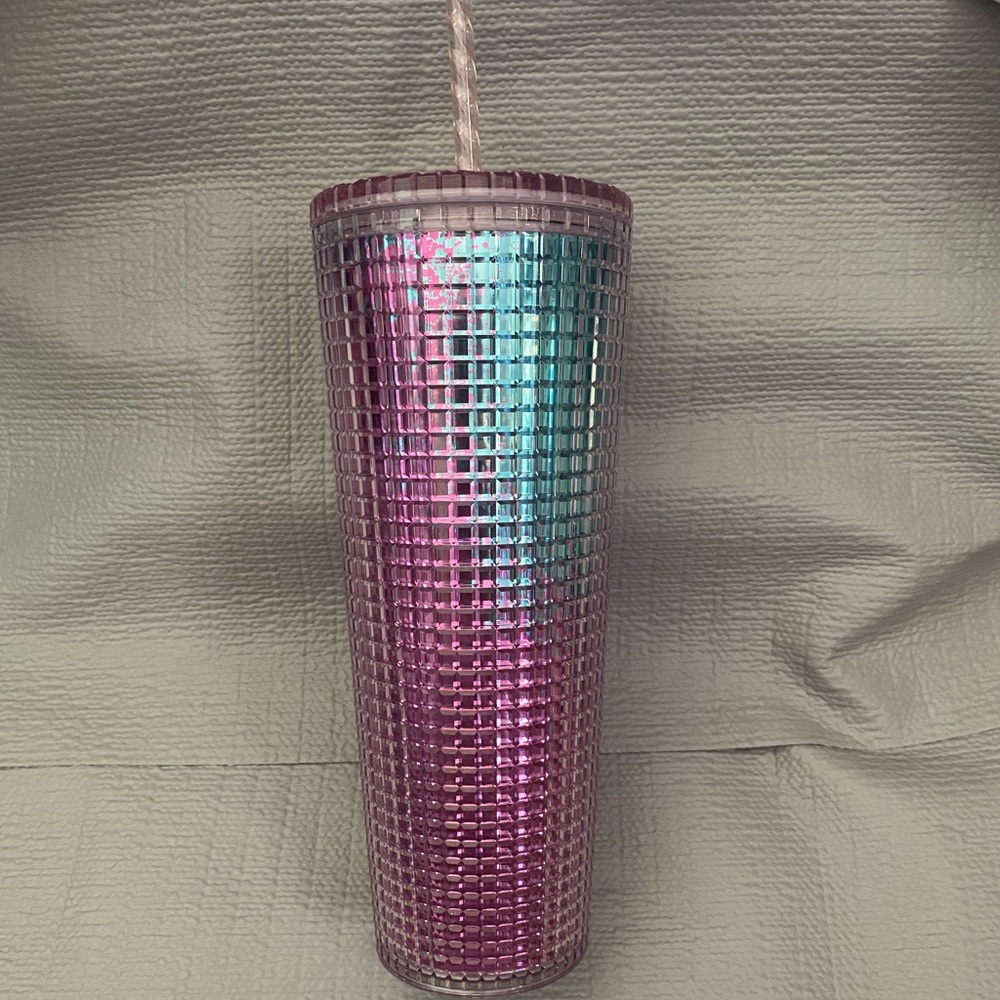 NWT Starbucks summer pink and blue grid tumbler - Picture 5 of 5